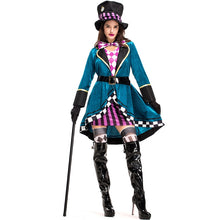 Carica l&#39;immagine nel visualizzatore di Gallery, Alice in Wonderland Clown Mad Hatter Costume for Adults Women Fantasias Sexy Magician Cosplay Halloween Carnival Magic Dress
