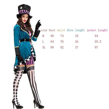 Lade das Bild in den Galerie-Viewer, Alice in Wonderland Clown Mad Hatter Costume for Adults Women Fantasias Sexy Magician Cosplay Halloween Carnival Magic Dress
