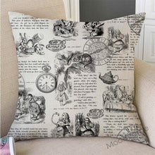 Carica l&#39;immagine nel visualizzatore di Gallery, Letter Print Alice in Wonderland Cartoon Decoration Sofa Throw Pillow Case Cotton Linen Square Cushion Cover Home Decor 45x45cm
