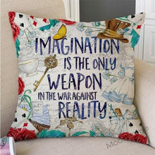 Load image into Gallery viewer, Letter Print Alice in Wonderland Cartoon Decoration Sofa Throw Pillow Case Cotton Linen Square Cushion Cover Home Decor 45x45cm
