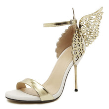 Charger l&#39;image dans la galerie, NIUFUNI 2020 Butterfly Wings Summer Peep Toe Sandals Women Shoes Stiletto High Heels Solid Color Buckle Sandals Sandalias mujer
