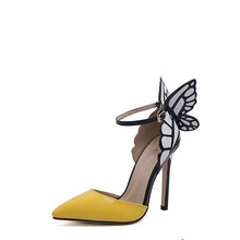 Load image into Gallery viewer, NIUFUNI 2020 Butterfly Wings Summer Peep Toe Sandals Women Shoes Stiletto High Heels Solid Color Buckle Sandals Sandalias mujer
