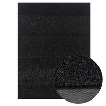Carica l&#39;immagine nel visualizzatore di Gallery, 22*30cm Black Chunky Glitter Fabric Textured Faux Leather Sheets A4 size DIY Earring Hair Bow Accessories Handbag Materials
