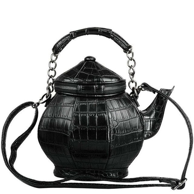 Funny Gothic Purse Teapot Shaped Crossbody Handbag Top-Handle Tote Women'S Shoulder Bags