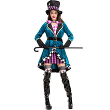 Załaduj obraz do przeglądarki galerii, Alice in Wonderland Clown Mad Hatter Costume for Adults Women Fantasias Sexy Magician Cosplay Halloween Carnival Magic Dress
