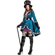 Load image into Gallery viewer, Alice in Wonderland Clown Mad Hatter Costume for Adults Women Fantasias Sexy Magician Cosplay Halloween Carnival Magic Dress
