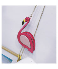 Cargar imagen en el visor de la galería, Boutique De FGG Novelty Funny Flamingo Shape Women Chain Shoulder Handbags Crossbody Bag Faux Leather PU Small Animal Handbags
