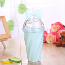 Lade das Bild in den Galerie-Viewer, 400ML Lovely Straw Cup Cold Drink Cup Plastic With Bow Lid Straw Cup Bottle High Quality Home Office School Gift Drinkware #A
