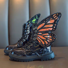 Załaduj obraz do przeglądarki galerii, Buttefly Boots Children&#39;s Shoes Mirror PU Martin Boots Boys and Girls Wings Casual Boots Fashion Botas Para Ninos
