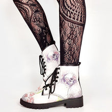 Załaduj obraz do przeglądarki galerii, Brand Big Size 43 Cool Skulls Butterfly Rose Flowers Printed Gothic Style Ankle Booties Fashion Boots Street Women Shoes
