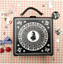 Cargar imagen en el visor de la galería, Alice in Wonderland Girl Lolita Gothic Handbag Small box Shoulder Bag Black Messenger Bag Vintage Korean Women&#39;s Crossbody Bags
