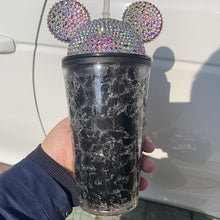 Carica l&#39;immagine nel visualizzatore di Gallery, 500ML Mug Cute Mickey Plastic Cup Diamond Broken Ice Cup Rhinestone Cup Cute Simple Water Cup Straw Creative Double Cup
