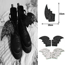 Load image into Gallery viewer, Black Silver Glitter Bats Shoes Wings Decorations Shoe DIY Accessory Black Big Bat
