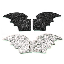 Cargar imagen en el visor de la galería, Black Silver Glitter Bats Shoes Wings Decorations Shoe DIY Accessory Black Big Bat
