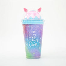 Charger l&#39;image dans la galerie, Girl&#39;s Cat Claw Cup Korean Summer Ice Cup Double Layer Cooling Lovely Fresh Plastic Water Bottle With Straw And Cover
