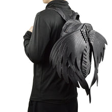 Carica l&#39;immagine nel visualizzatore di Gallery, Punk Wings Leather Backpack Gothic Women&#39;s Men&#39;s Black Retro Backpack Steampunk Fashion Travel Casual Backpack
