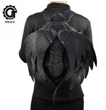 Load image into Gallery viewer, Punk Wings Leather Backpack Gothic Women&#39;s Men&#39;s Black Retro Backpack Steampunk Fashion Travel Casual Backpack
