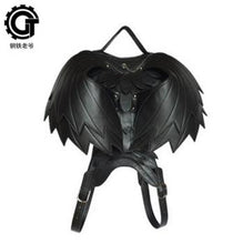 Carica l&#39;immagine nel visualizzatore di Gallery, Punk Wings Leather Backpack Gothic Women&#39;s Men&#39;s Black Retro Backpack Steampunk Fashion Travel Casual Backpack
