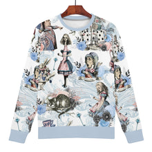 Load image into Gallery viewer, Alice in Wonderland Pastal Blue &amp; White Sweathshirt Jumper
