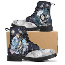 Load image into Gallery viewer, Winter Wonderland Tartan Blue Alice Boots
