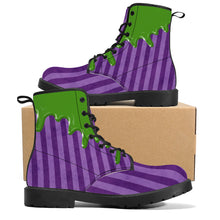 Load image into Gallery viewer, Green Drip Purple Stripe Boots
