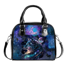 Charger l&#39;image dans la galerie, Cosmic Wolf Gothic Nebula Galaxy Moon Christmas Birthday Bag Handbag Space Celestial star Shoulder Strap Faux Leather School Gifts for Her
