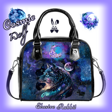 Załaduj obraz do przeglądarki galerii, Cosmic Wolf Gothic Nebula Galaxy Moon Christmas Birthday Bag Handbag Space Celestial star Shoulder Strap Faux Leather School Gifts for Her
