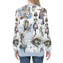 Load image into Gallery viewer, Alice in Wonderland Pastal Blue &amp; White Sweathshirt Jumper
